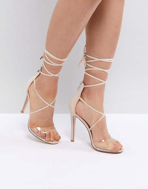 clear strappy high heels